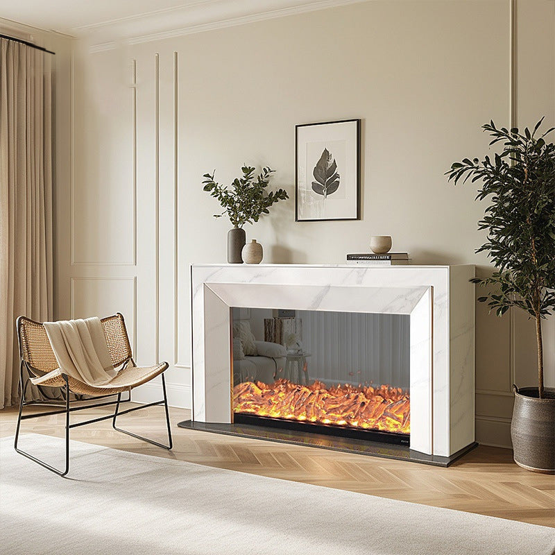 European style simple marble electronic heating fireplace