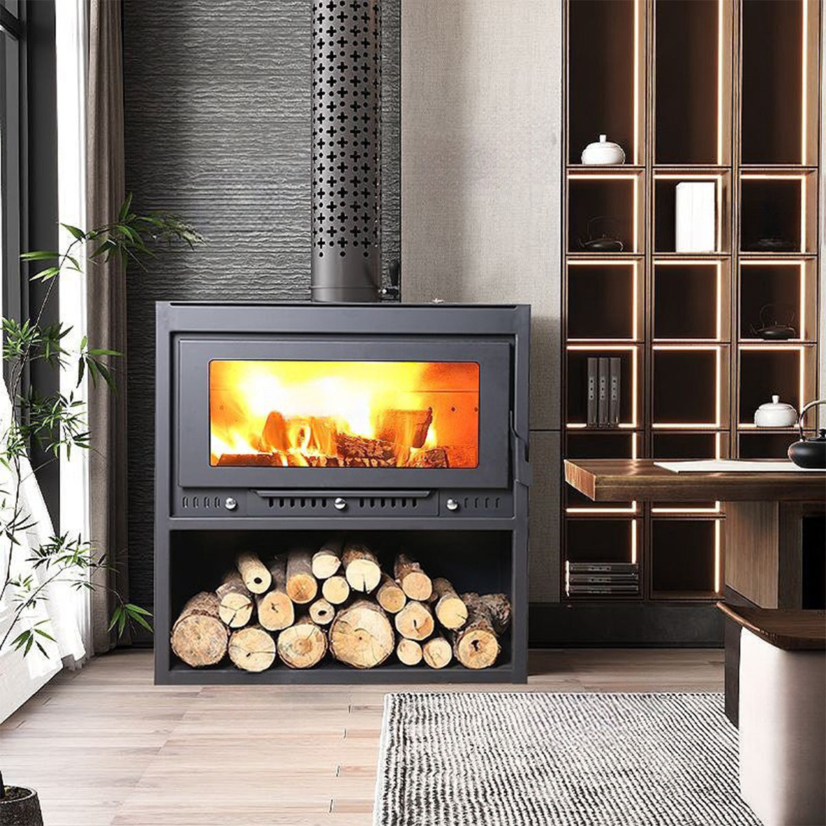 Indoor wood burning fireplace Hot 1