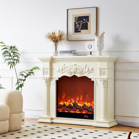 European style white decorative heating electric fireplace