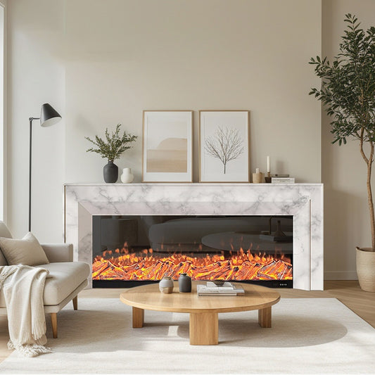 European style simple marble electronic heating fireplace